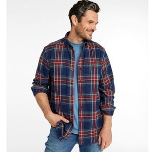 NWOT Lands' End Men's Navy and Red Plaid Shirt